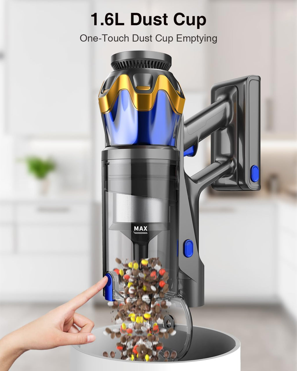 Bulelink 600W 50kPa 70Mins Cordless Vacuum Cleaner, 1.8L Self-Standing Anti-Tangle Vacuum cleaners for Home with OLED Touch Screen, Wall-Mounted Charging, for Pet Carpet Car Hardwood Floor