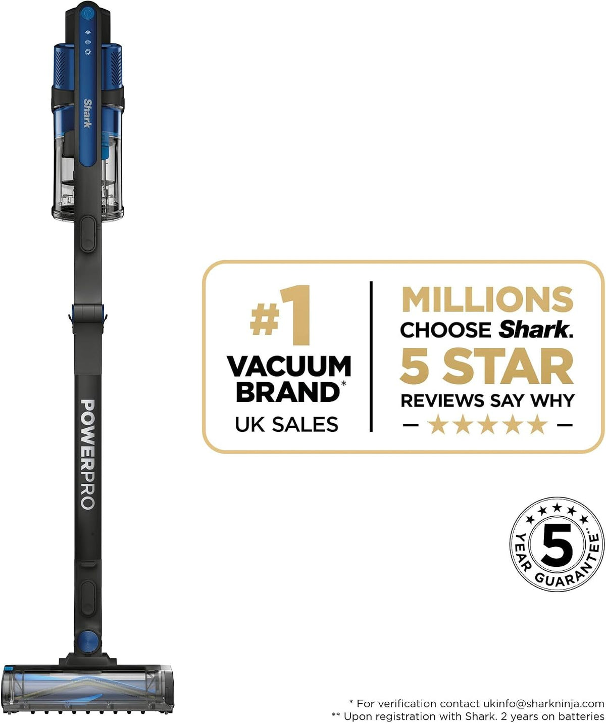Shark PowerProPet Cordless Stick Vacuum | Reveal Technology | IZ381UKT, Electric Blue
