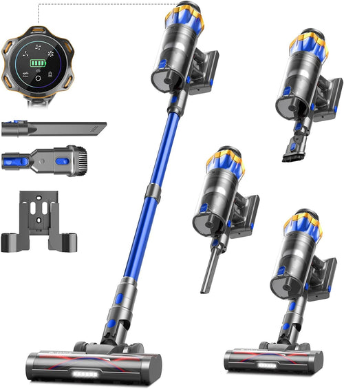 Bulelink 600W 50kPa 70Mins Cordless Vacuum Cleaner, 1.8L Self-Standing Anti-Tangle Vacuum cleaners for Home with OLED Touch Screen, Wall-Mounted Charging, for Pet Carpet Car Hardwood Floor