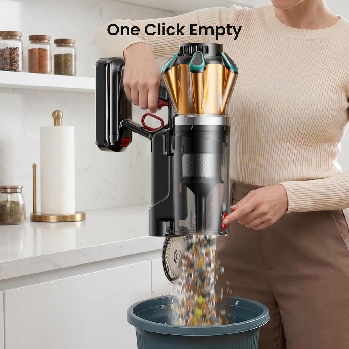 Cordless Vacuum Cleaner 600W 50Kpa 70Mins, Stick Vacuum with Hurricane Mode, Anti-Tangle, OLED Touch Screen, Wall-mounted Charging, 1.8L Cup, Self-Standing Vacuum Cleaner for Home Pet Hair Carpet