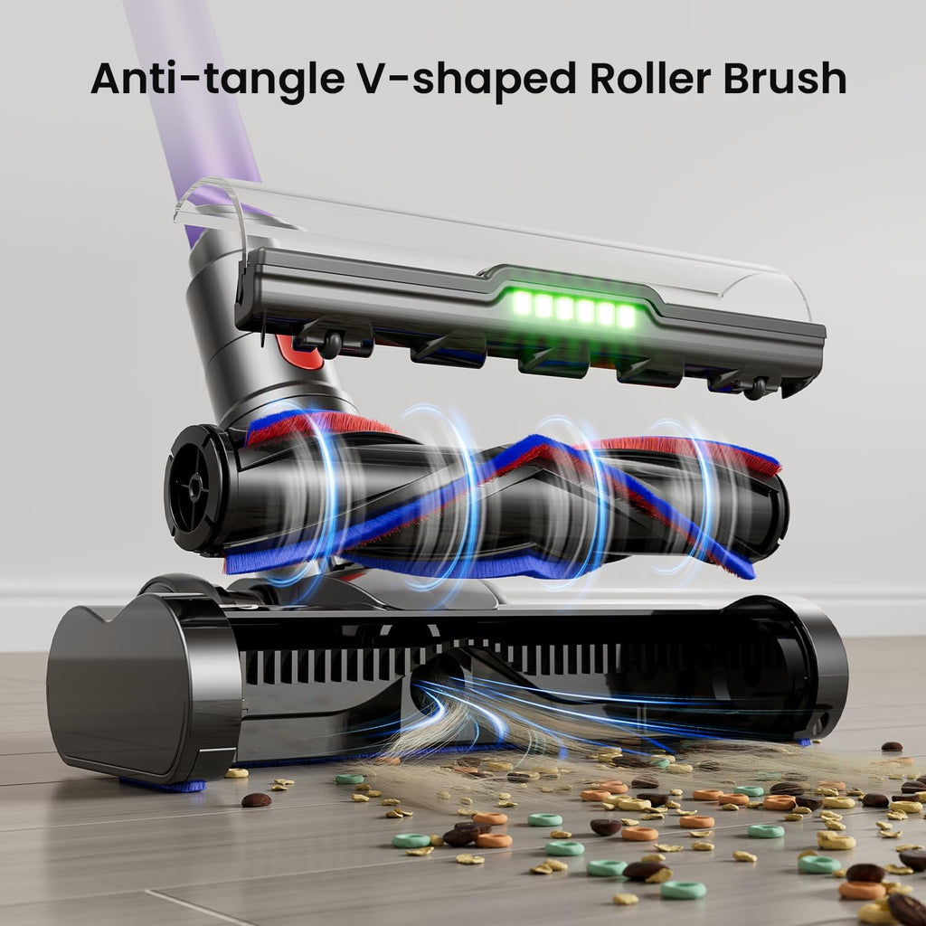 Cordless Vacuum Cleaner 600W 50Kpa 70Mins, Stick Vacuum with Hurricane Mode, Anti-Tangle, OLED Touch Screen, Wall-mounted Charging, 1.8L Cup, Self-Standing Vacuum Cleaner for Home Pet Hair Carpet