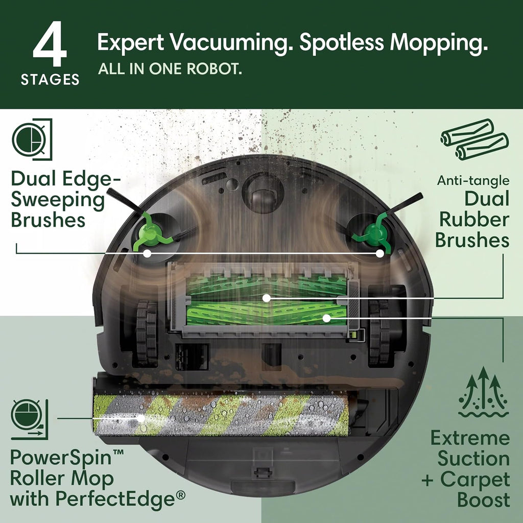 iRobot Roomba Max 705 Combo Robot Vacuum & Mop + AutoWash Dock – Extending self-cleaning Roller Mop, Retractable Cover, Dual Brushes, Self-empties, Heat-Washes & Dries, Avoids Obstacles